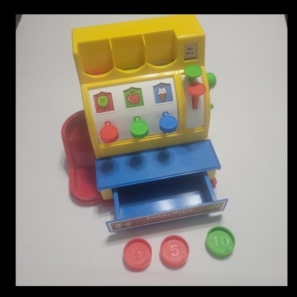 Fisher Price Toy Cash Register with sound and coins, bell rings, need no battery - Picture 1 of 12